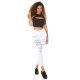 Tinuta de club cu blugi mulati, albi si crop top negru Vadika 2 - jojofashion.ro