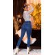 Blugi dama paperbag, albastri, denim, mulati, cu talia inalta, Loulu 5 - jojofashion.ro