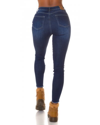 Blugi dama push up, albastri, denim, cu talia inalta Goksu Blugi dama, Blugi dama push up, albastri, denim, cu talia inalta Goksu - jojofashion.ro