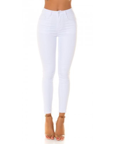 Blugi dama push up, albi, denim, cu talia inalta, Pikme Blugi dama, Blugi dama push up, albi, denim, cu talia inalta, Pikme - jojofashion.ro