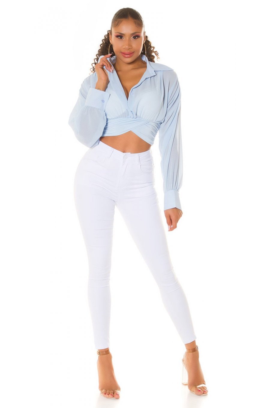 Blugi dama push up, albi, denim, cu talia inalta, Pikme Blugi dama push up, albi, denim, cu talia inalta, Pikme 5 - jojofashion.ro