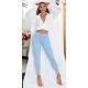 Blugi dama push up, baby blue, denim, cu talia inalta, Pikme 5 - jojofashion.ro