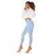 Blugi dama push up, baby blue, denim, cu talia inalta, Pikme 7 - jojofashion.ro