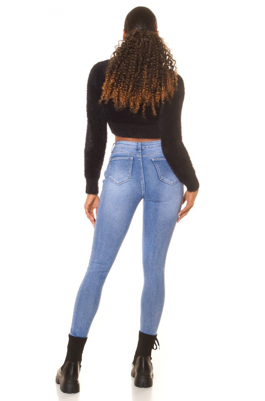 Blugi dama push up, bleu, denim, mulati, cu talia inalta, Yuuto 4 - jojofashion.ro