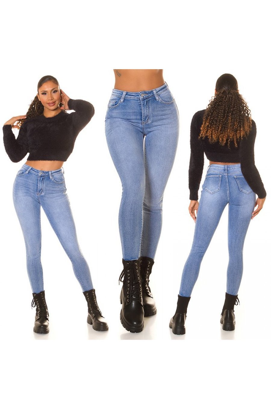 Blugi dama push up, bleu, denim, mulati, cu talia inalta, Yuuto 6 - jojofashion.ro