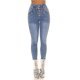 Blugi dama push up, bleu, din bumbac, cu cinci nasturi, Sangita 2 - jojofashion.ro