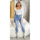 Blugi dama push up, bleu, din bumbac, cu cinci nasturi, Sangita 4 - jojofashion.ro