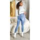 Blugi dama push up, bleu, din bumbac, cu cinci nasturi, Sangita 5 - jojofashion.ro