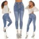 Blugi dama push up, bleu, din bumbac, cu cinci nasturi, Sangita 9 - jojofashion.ro