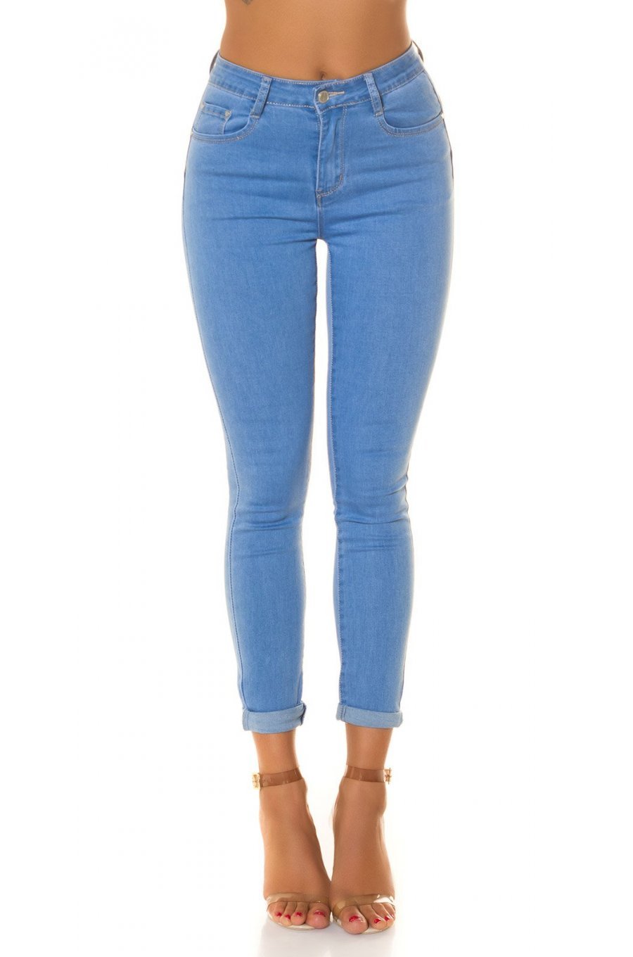 Blugi dama push up, bleu, din denim, mulati, cu talia inalta, Stephany 1 - jojofashion.ro
