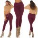 Blugi dama push up, burgundy, denim, cu talia inalta, Pikme 8 - jojofashion.ro