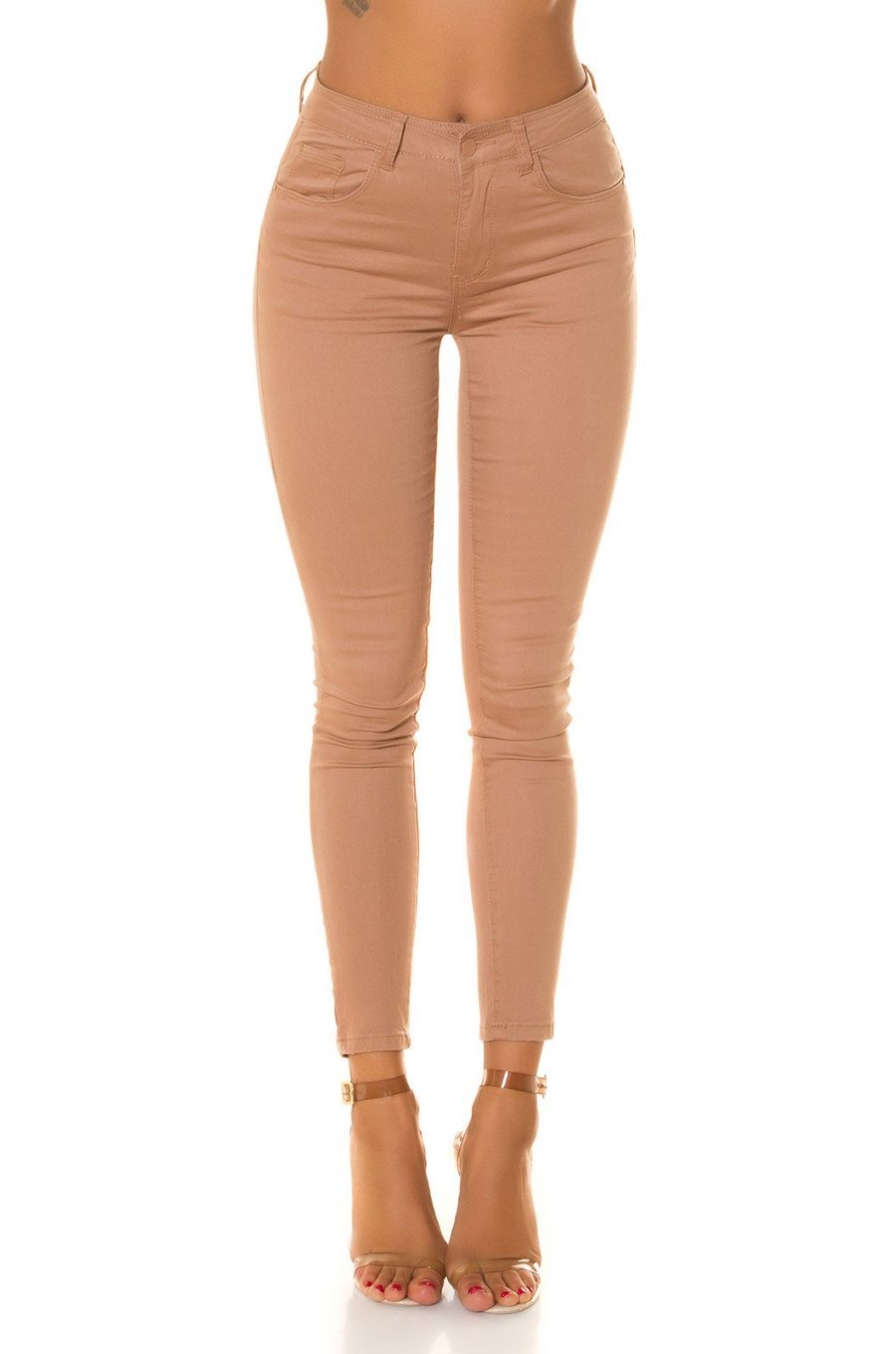 Blugi dama push up, cappuccino, denim, cu talia inalta, Pikme Blugi dama push up, cappuccino, denim, cu talia inalta, Pikme 1 - jojofashion.ro