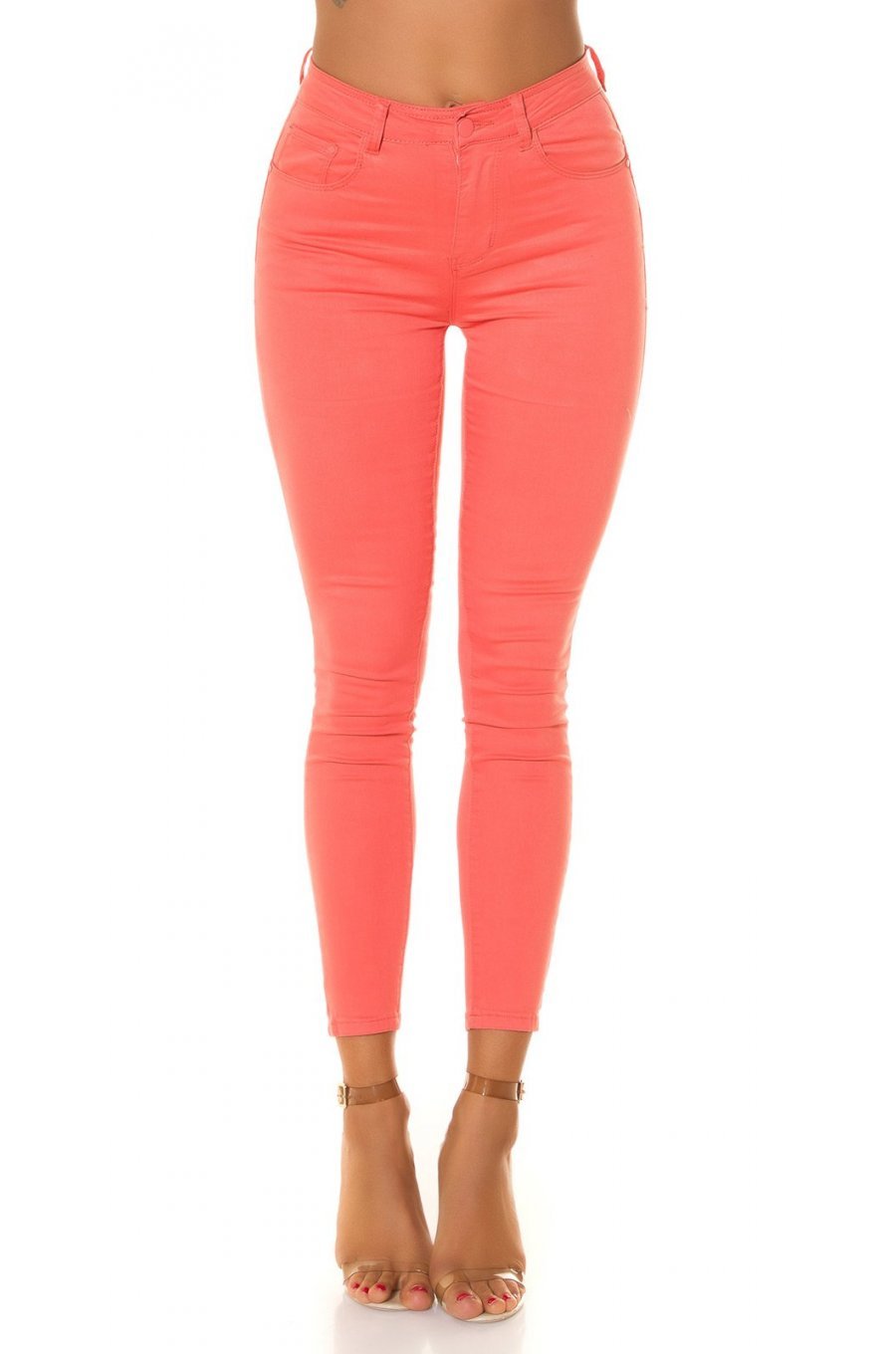 Blugi dama push up, corai, denim, cu talia inalta, Pikme 1 - jojofashion.ro