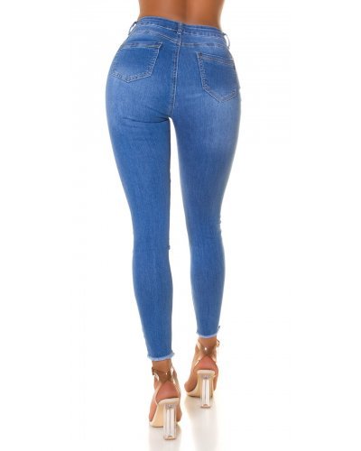 Blugi dama push up uzati, mulati, bleu, din bumbac, cu talia inalta, Szuzanne Blugi dama, Blugi dama push up uzati, mulati, bleu, din bumbac, cu talia inalta, Szuzanne - jojofashion.ro