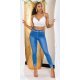 Blugi dama push up uzati, mulati, bleu, din bumbac, cu talia inalta, Szuzanne 4 - jojofashion.ro