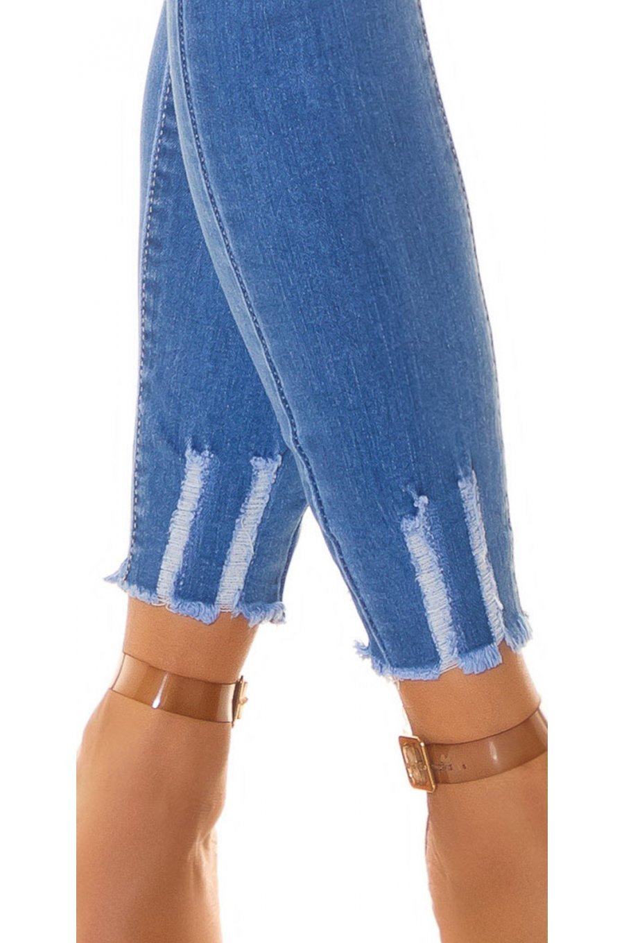 Blugi dama push up uzati, mulati, bleu, din bumbac, cu talia inalta, Szuzanne 8 - jojofashion.ro