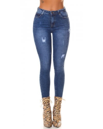 Blugi dama rupti, albastri, bumbac, skinny Olics Blugi dama, Blugi dama rupti, albastri, bumbac, skinny Olics - jojofashion.ro