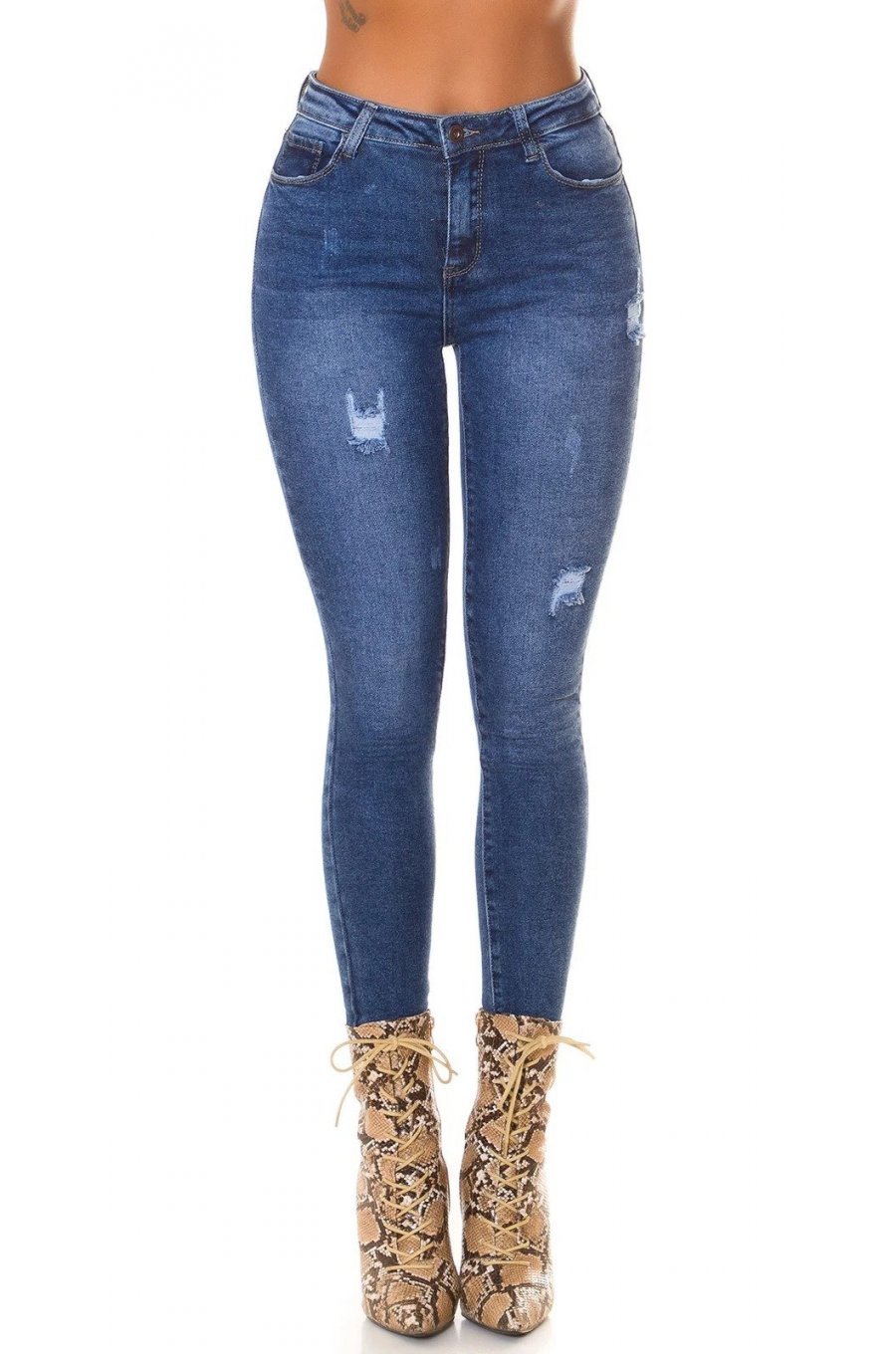 Blugi dama rupti, albastri, bumbac, skinny Olics Blugi dama rupti, albastri, bumbac, skinny Olics 1 - jojofashion.ro
