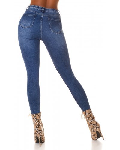 Blugi dama rupti, albastri, bumbac, skinny Olics Blugi dama, Blugi dama rupti, albastri, bumbac, skinny Olics - jojofashion.ro