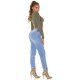 Blugi dama rupti, albastri, din bumbac, cu talia inalta, Renee 8 - jojofashion.ro