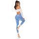 Blugi dama rupti, bleu, din bumbac, cu insertii din dantela, Keanne 7 - jojofashion.ro