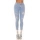 Blugi dama rupti, bleu, din bumbac, mulati, cu glitter, Berenice 2 - jojofashion.ro