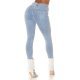 Blugi dama rupti, bleu, din bumbac, mulati, cu glitter, Berenice 3 - jojofashion.ro
