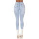 Blugi dama rupti, bleu light, din bumbac denim, cu talia inalta, mulati, Meggan 3 - jojofashion.ro