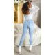 Blugi dama rupti, bleu light, din bumbac denim, cu talia inalta, mulati, Meggan 5 - jojofashion.ro