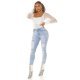 Blugi dama rupti, bleu light, din bumbac denim, cu talia inalta, mulati, Meggan 6 - jojofashion.ro