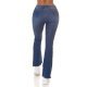 Blugi dama rupti BootCut, albastri, bumbac denim, cu talia inalta, Sarenna 3 - jojofashion.ro