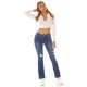 Blugi dama rupti BootCut, albastri, bumbac denim, cu talia inalta, Sarenna 6 - jojofashion.ro
