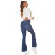 Blugi dama rupti BootCut, albastri, bumbac denim, cu talia inalta, Sarenna 7 - jojofashion.ro