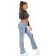 Blugi dama rupti, BootCut, albastri, din bumbac, cu talia inalta, Salme 6 - jojofashion.ro
