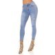 Blugi dama rupti, cu push up, albastri, din bumbac denim, cu talia inalta, mulati, Tracy 2 - jojofashion.ro