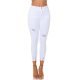 Blugi dama rupti, cu push up, albi, din bumbac, mulati, cu talia inalta, Galya 2 - jojofashion.ro