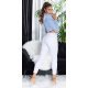 Blugi dama rupti, cu push up, albi, din bumbac, mulati, cu talia inalta, Galya 5 - jojofashion.ro