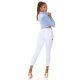 Blugi dama rupti, cu push up, albi, din bumbac, mulati, cu talia inalta, Galya 7 - jojofashion.ro