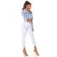 Blugi dama rupti, cu push up, albi, din bumbac, mulati, cu talia inalta, Galya 8 - jojofashion.ro