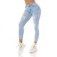Blugi dama rupti, cu push up, bleu, din bumbac, cu talia inalta, Moore 2 - jojofashion.ro