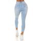 Blugi dama rupti, cu push up, bleu, din bumbac, cu talia inalta, Moore 3 - jojofashion.ro