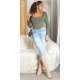 Blugi dama rupti, cu push up, bleu, din bumbac, cu talia inalta, Moore 4 - jojofashion.ro