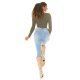 Blugi dama rupti, cu push up, bleu, din bumbac, cu talia inalta, Moore 6 - jojofashion.ro