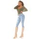 Blugi dama rupti, cu push up, bleu, din bumbac, cu talia inalta, Moore 7 - jojofashion.ro