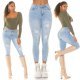 Blugi dama rupti, cu push up, bleu, din bumbac, cu talia inalta, Moore 8 - jojofashion.ro