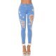 Blugi dama rupti, cu push up, bleu, din denim, mulati, cu talia inalta, Celesta 2 - jojofashion.ro