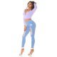 Blugi dama rupti, cu push up, bleu, din denim, mulati, cu talia inalta, Celesta 6 - jojofashion.ro