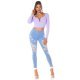 Blugi dama rupti, cu push up, bleu, din denim, mulati, cu talia inalta, Celesta 7 - jojofashion.ro