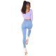 Blugi dama rupti, cu push up, bleu, din denim, mulati, cu talia inalta, Celesta 8 - jojofashion.ro