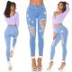 Blugi dama rupti, cu push up, bleu, din denim, mulati, cu talia inalta, Celesta 9 - jojofashion.ro